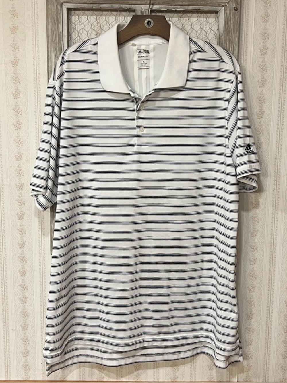 Adidas Men’s White Striped Polo Shirt